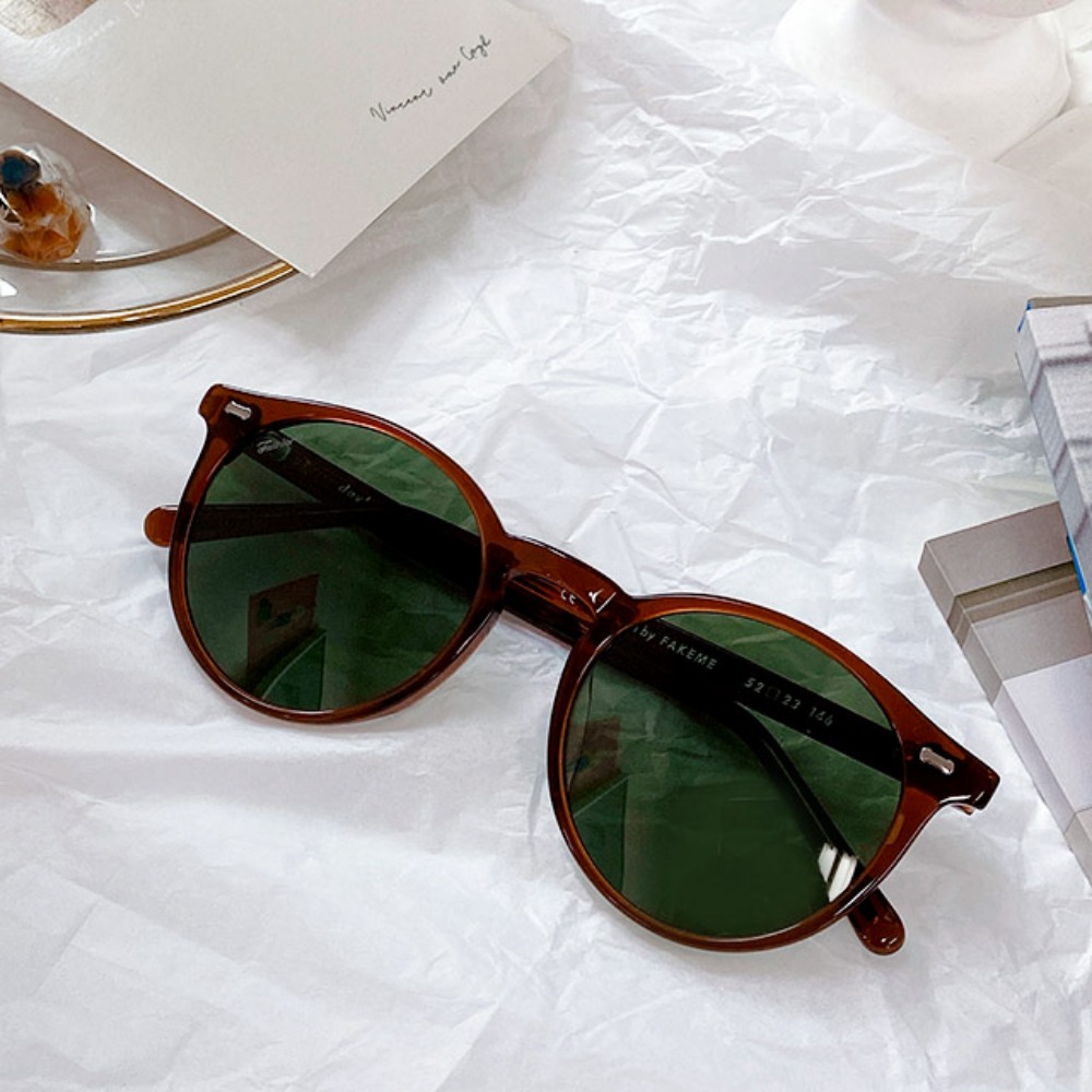세컨아이즈-페이크미 데이라이트 daylight RBR 브라운 얇은 뿔테 동그란 편광 선글라스
